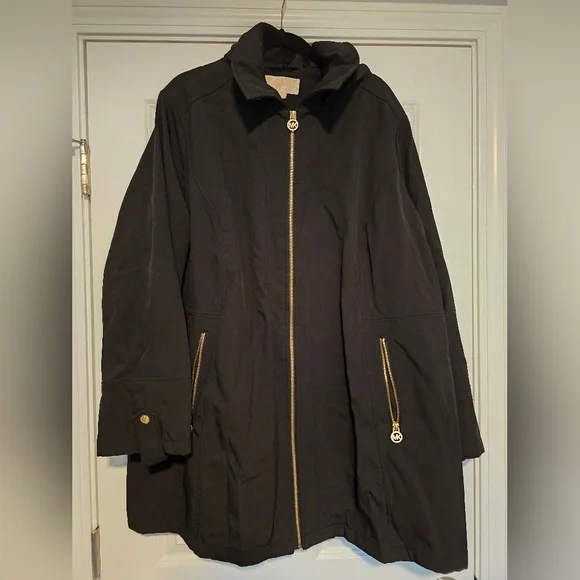Michael Kors Black Water Resistant Jacket with Gold Accents - Picture 1 of 4